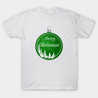 Green Christmas Ornaments matching T-Shirt